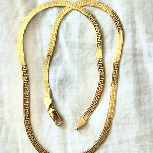 Gold-tone Greek Key Herringbone Necklace